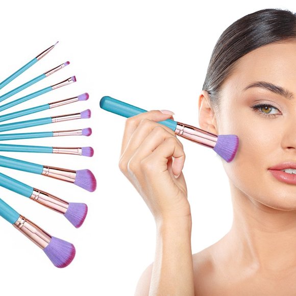 10-Piece : Professional Mermaid Inspired On The Go Makeup Brush Set - Picture 1 of 2